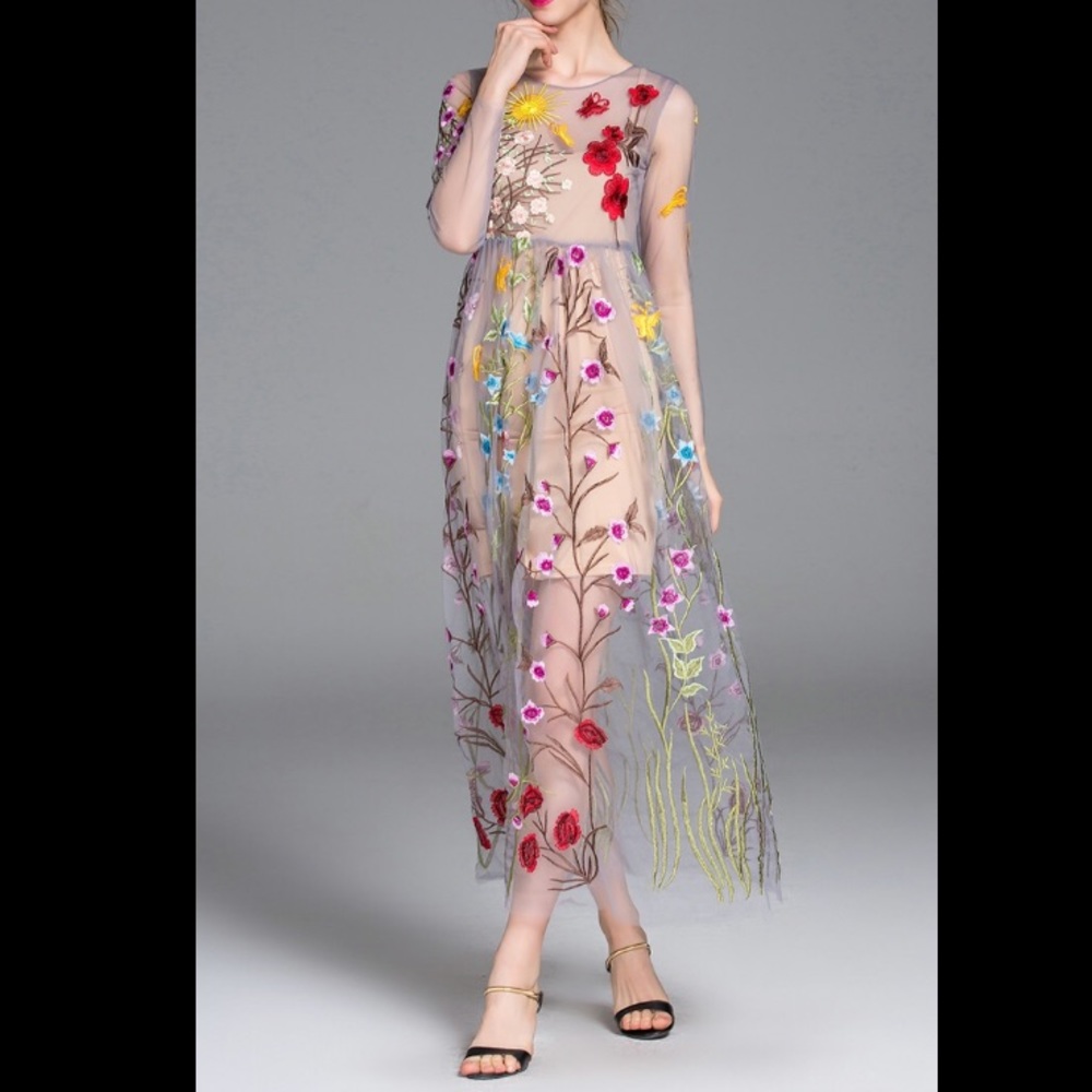 Never worn embroidered floral dress